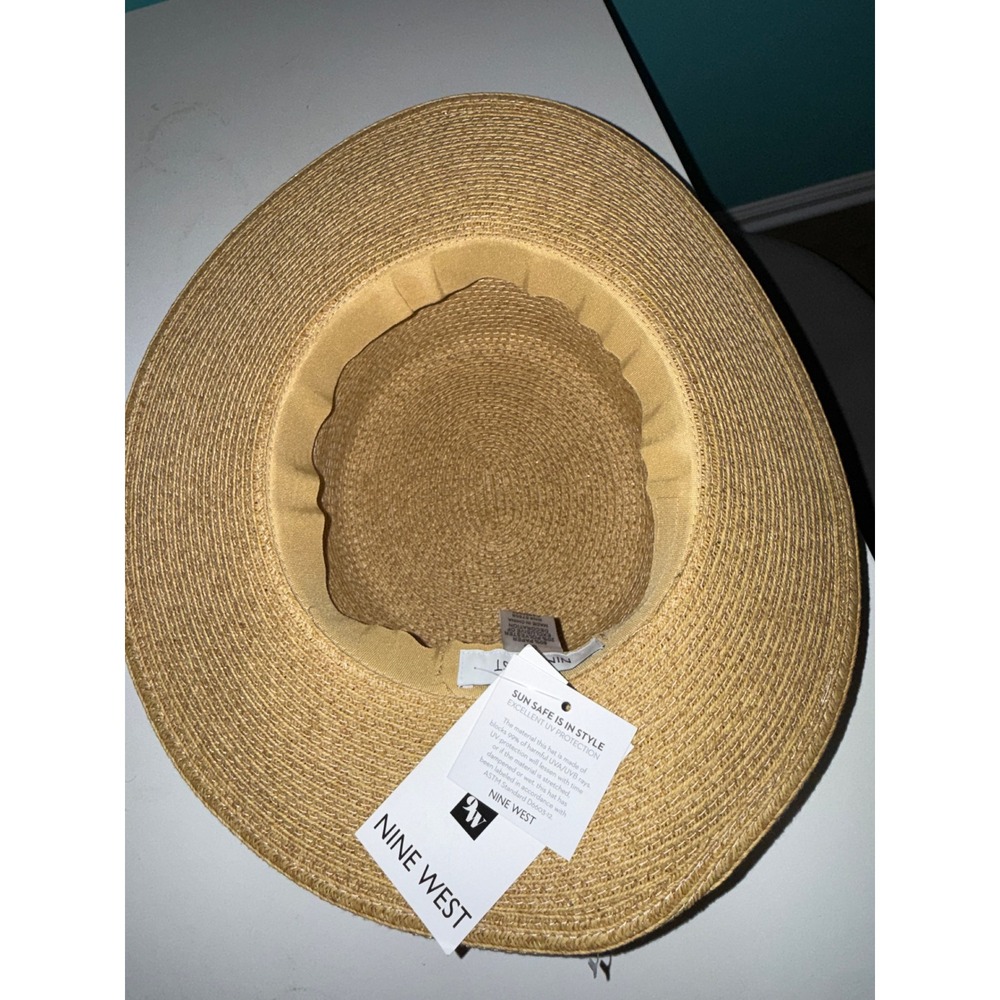 Nine West Packable Straw Sun Hat Tan UPF 50+ Adjustable Headsize NWT - Picture 3 of 6